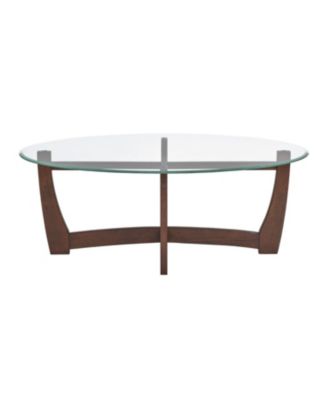 Streamdale 48" Oval Glass Coffee Table, Cherry Finish