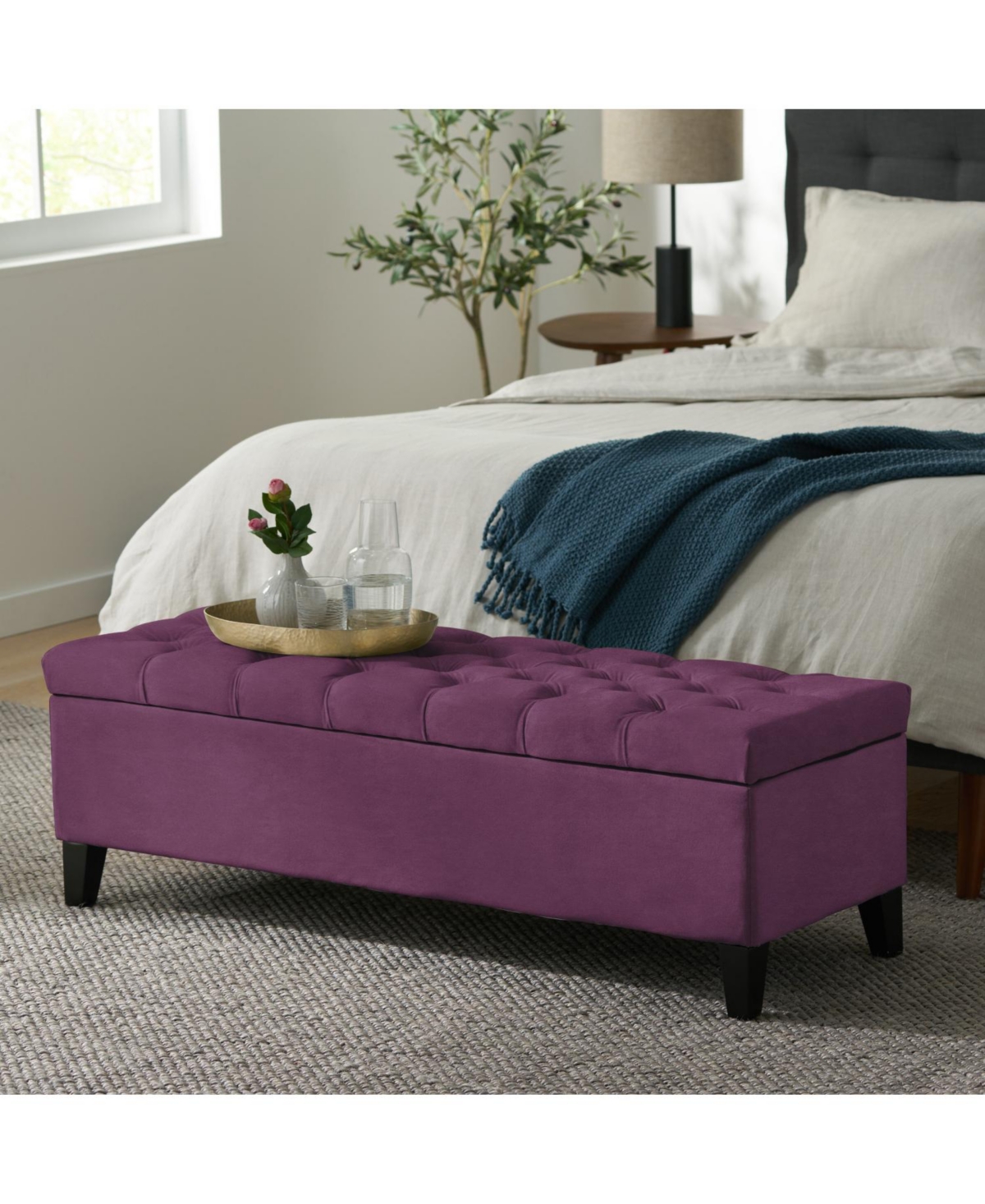 Streamdale Furniture Contemporary Button-Tufted Diamond Stitch Storage Ottoman Bench