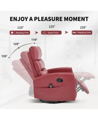 Red Fabric Heat Massage Rocker Recliner