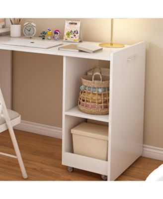 Streamdale Stretchable desk with storage shelves and wheels white