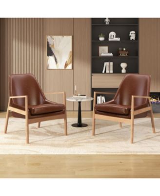 Streamdale PU Leather Accent Chairs (Set of 2)