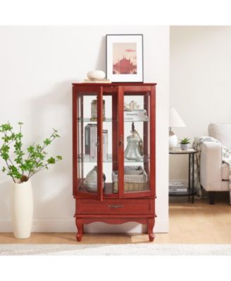 Lighted Cherry Glass Display Cabinet