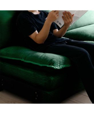 Green Corduroy Ottoman Footstool