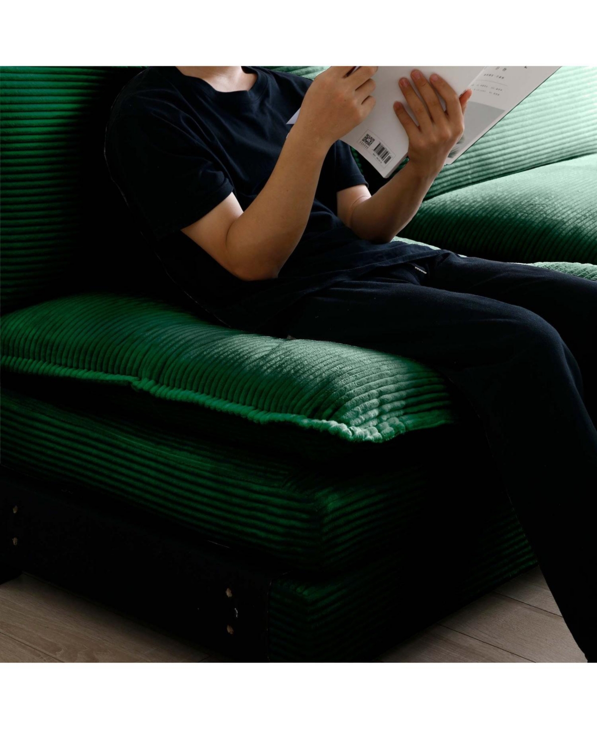 Streamdale Furniture Green Corduroy Ottoman Footstool