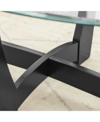 Streamdale 48" Oval Glass Coffee Table - Black Round Center Table