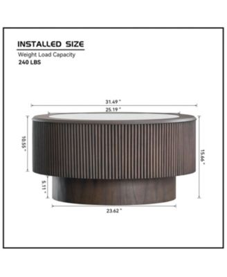 Marble Pattern Coffee Table - Round, Dark Brown