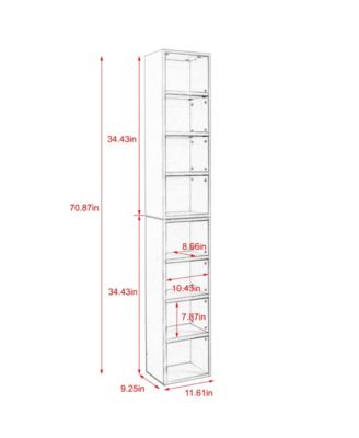 8-Tier Media Tower Rack, Adjustable Shelves, Tall Bookcase