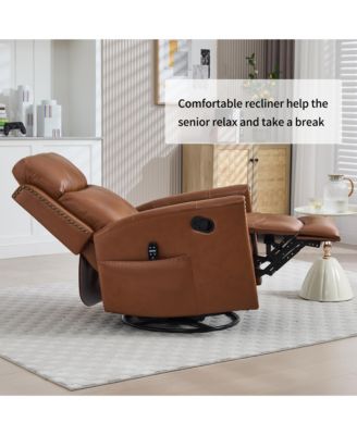 Leather Heat Massage Rocker Swivel Recliner