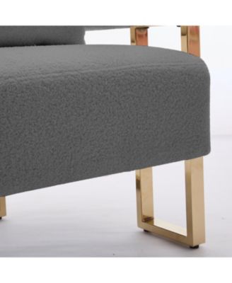 TS Modern Grey Fleece Accent Chairs Legs 2PCS