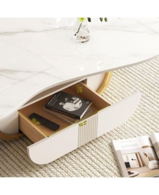 Streamdale Butterfly Coffee Table - Sintered Stone Top, Storage & Drawer