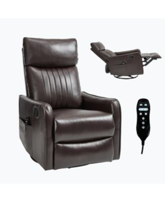 Brown Faux Leather Massage Rocker Recliner