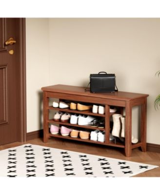 Solid Wood Shoe Rack Bench - 550lb Capacity - Entryway/Hallway