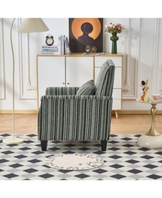  Green & White Striped Accent Chair with Nailhead Trim