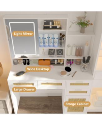  LED Makeup Vanity with Adjustable Lighting and Storage