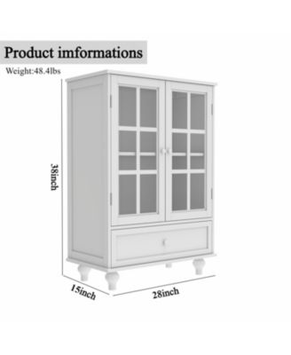 Modern White Glass Door Buffet Cabinet