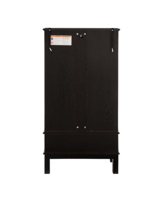 Lighted Curio Cabinet with Glass Doors, LED Lights, Black Finish
