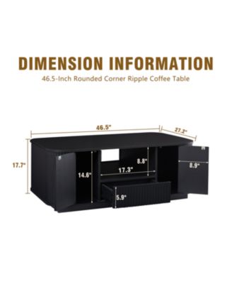  Modern Oval Coffee Table with Drawers - Black