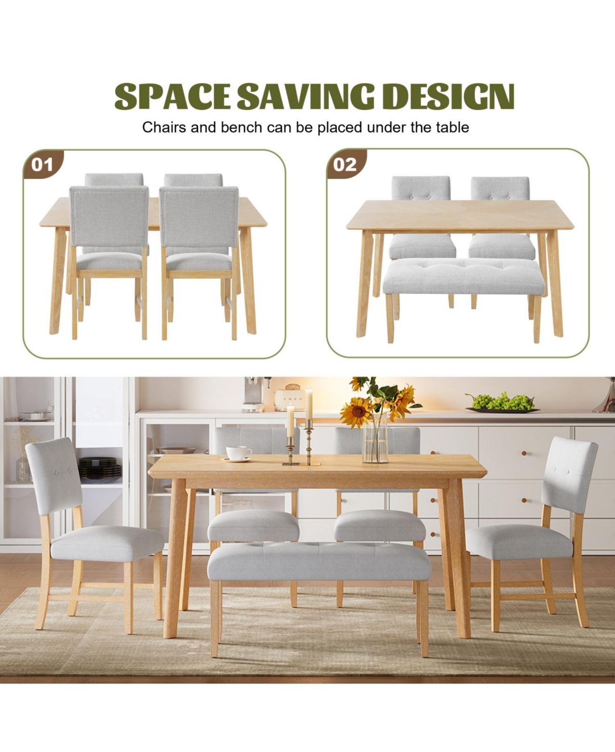 Streamdale Furniture Retro Dining Table, Seats 6, Rubberwood Legs