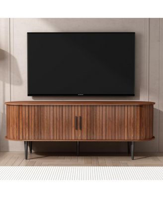 55" Modern TV Stand with Sliding Door & Storage - Walnut