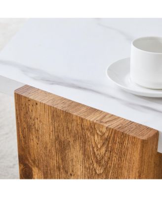  31" Modern Hexagonal Coffee Table, White Marble Top