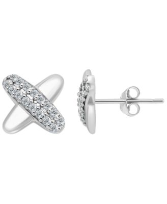 Pave Cubic Zirconia (1/2 ct. t.w.) X-Shape Post Earrings, Macy's Exclusive