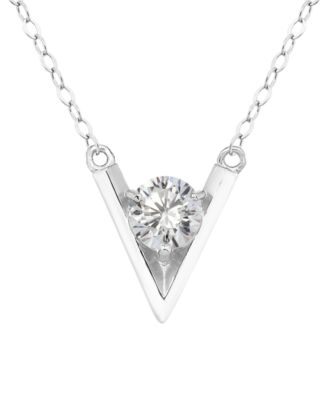 Cubic Zirconia V-Casting Pendant Necklace, Macy's Exclusive