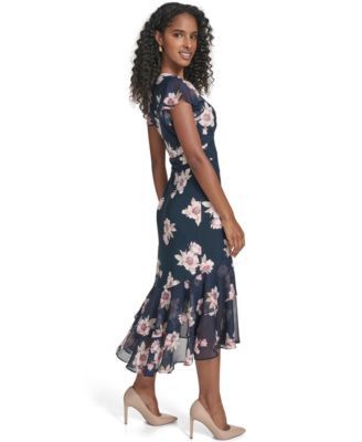 Women's Chiffon Combo Midi Dress