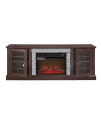 70" TV Stand with Fireplace & Storage - Cherry