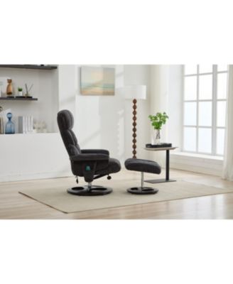 Swivel Recliner Chair with Ottoman, Massage & Heat, Dark Grey