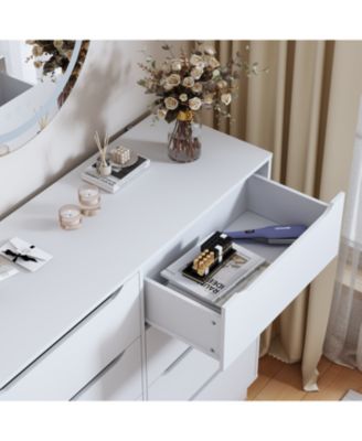 8-Drawer White Dresser, 47.2" Wide, Large Capacity Storage