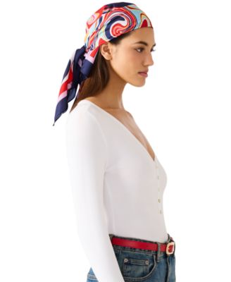 Swirl Away Crepe Satin Square Scarf