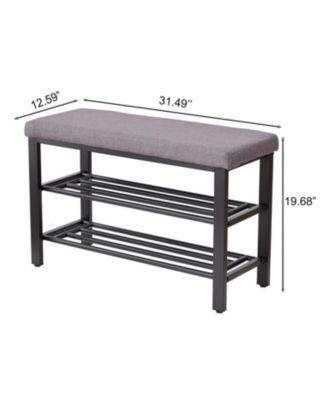 Entryway Shoe Bench with Cushion & Storage Shelf