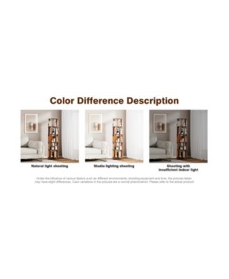 Rotating Wood Bookshelf on Wheels - 5 Tier - Walnut