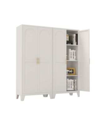 61" Metal Storage Cabinet with Adjustable Shelves (White)
