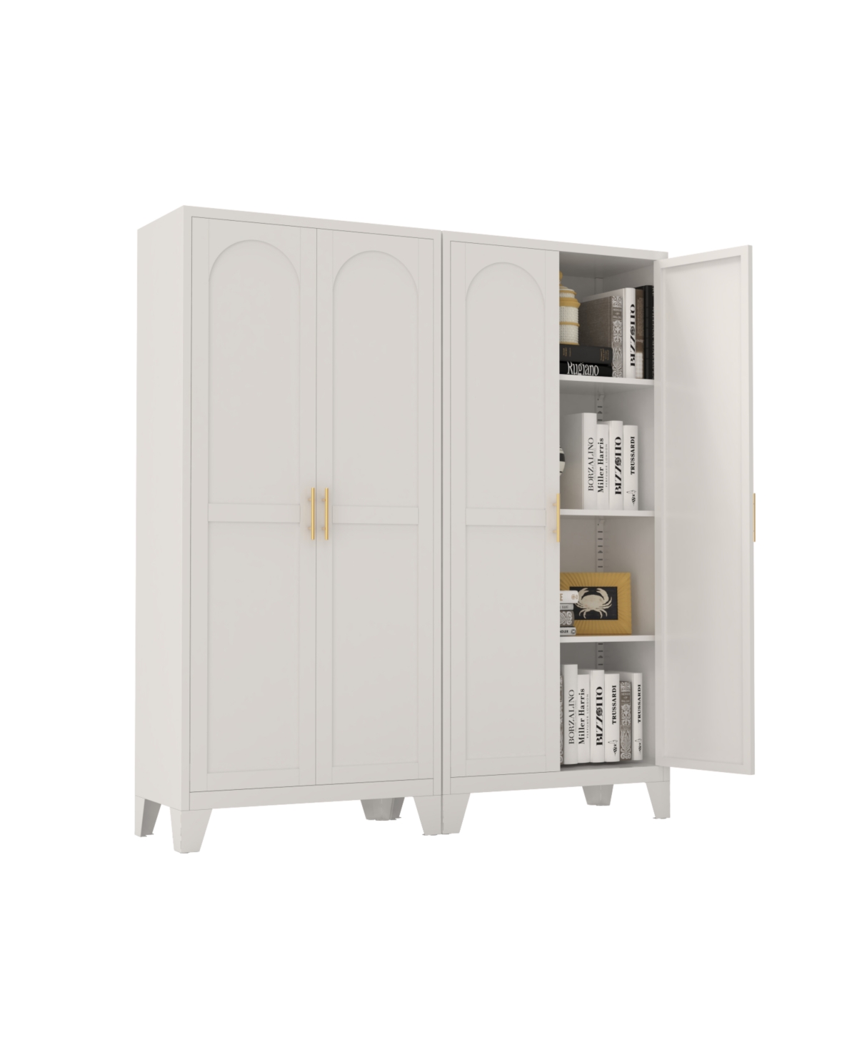 Streamdale Furniture 61" Metal Storage Cabinet with Adjustable Shelves (White)