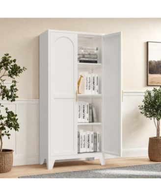 61" Metal Storage Cabinet with Adjustable Shelves (White)