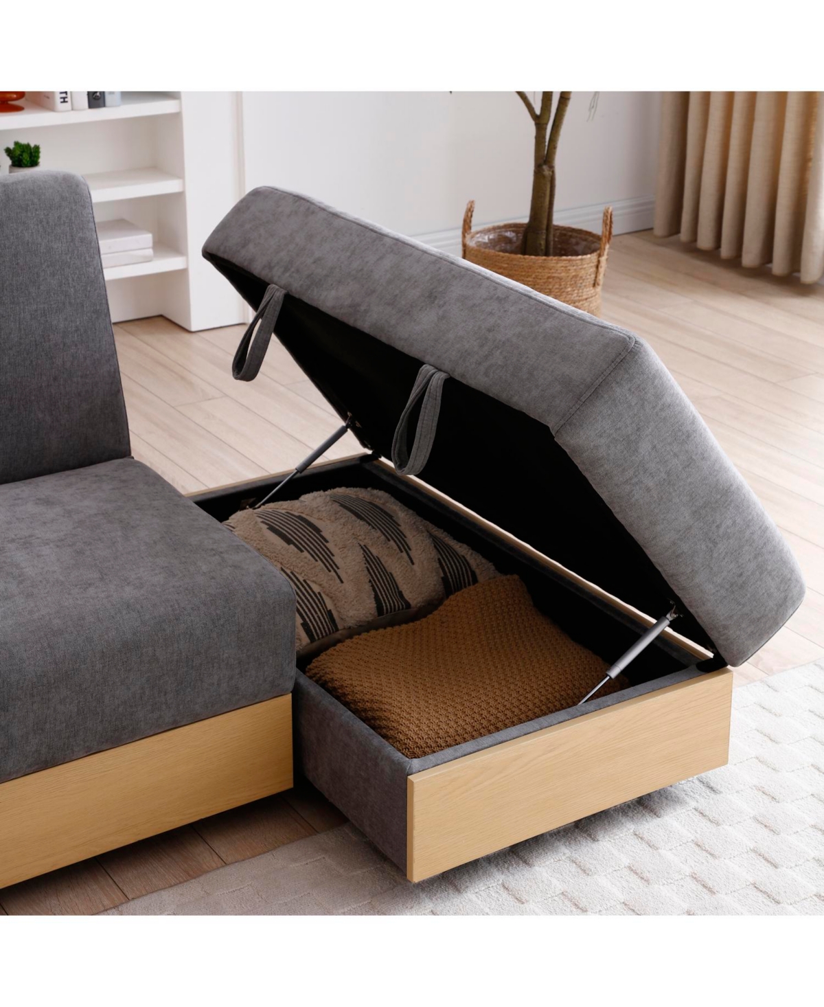 Streamdale Furniture Convertible Sleeper Sofa Bed with Storage Ottoman & Drop Down Table