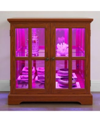 Elegant LED Curio Cabinet - Antique Retro Design, Adjustable Shelves - OAK