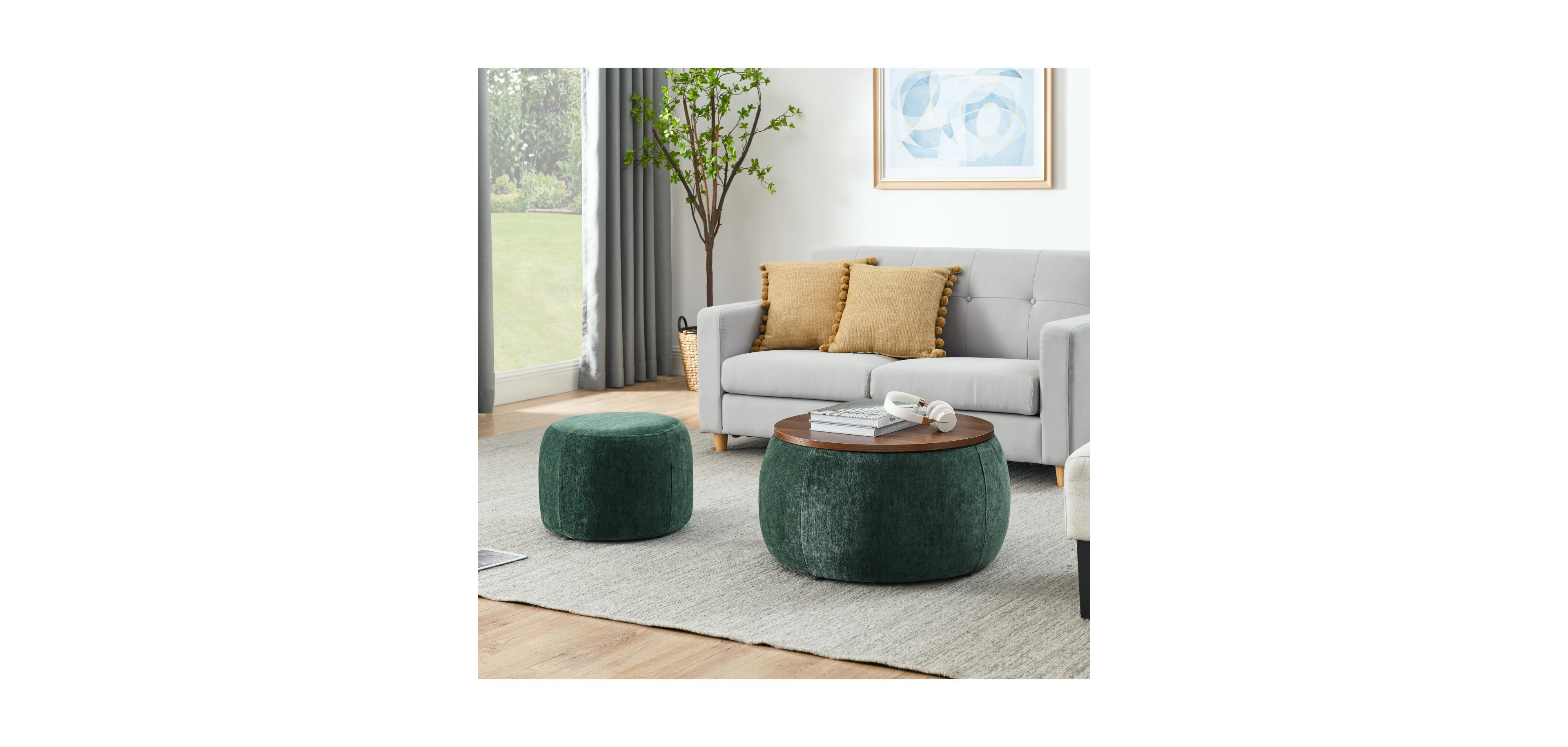 Streamdale Furniture 2-in-1 Round Ottoman End Table