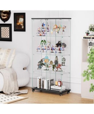 + 31.5"L x 14.2"W x 65.1"H + Glass + 4-Tier, 6 Shelves, Double-Door + Display Cabinet