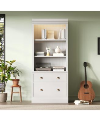 + [Size/Pc. Count if known] + [Material if known] + Lighted + Bookcase with Drawers
