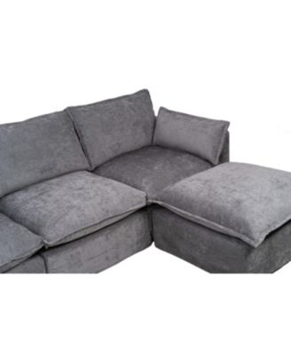 Modern L-Shaped Sectional Sofa with Ottoman