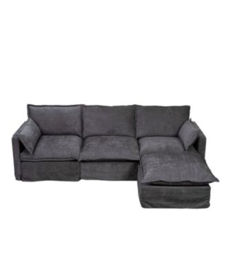 Modern L-Shaped Sectional Sofa with Ottoman