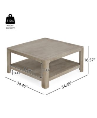 Square Coffee Table With Storage,Light Ash