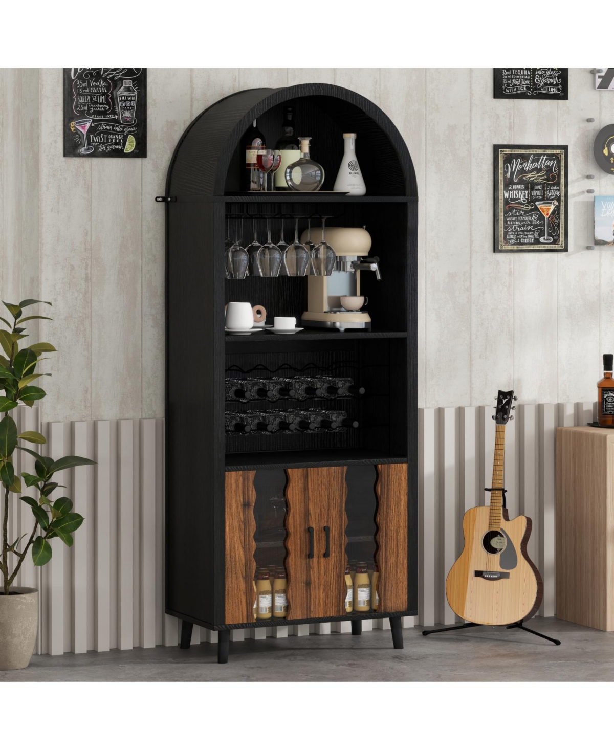 Streamdale Furniture + 71" + Wood (assuming material is wood) + Wine Rack & Glass Holder + Wine Bar Cabinet