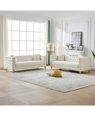 Streamdale Chesterfield Velvet Sofa, 3+3 Seater, Button Nailhead.