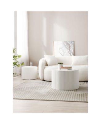 White Round Nesting Coffee Tables (Set of 2)