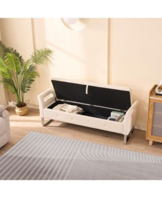 Velvet Storage Bench with Armrests - 67.91" Wide