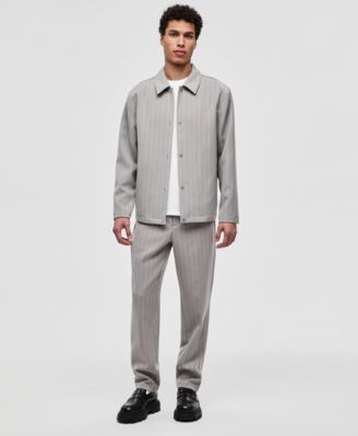Men's Pinstriped Woven Relaxed Coach's Jacket