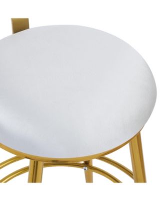 Modern Velvet Counter Stool Set, Light Gray with Iron Frame, 27.65